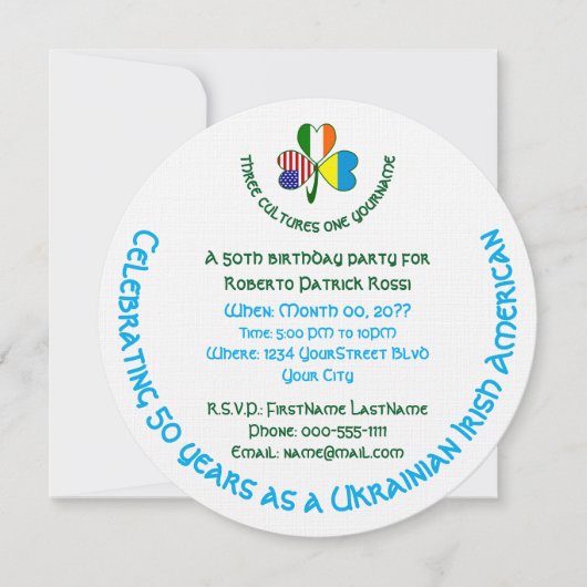 Invitation Ukrainien irlandais Shamrock américain Drapeau per (Devant)