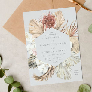 Invitation Ultimate Gray Floral Pampas Grass Tropical Jungle