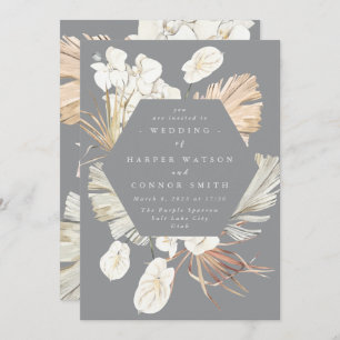 Invitation Ultimate Pampas Grass Floral Tropical Grey Mariage