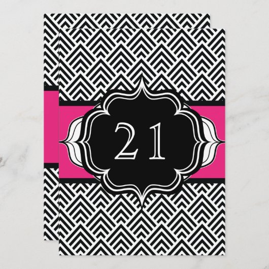 Invitation Ultra Chic 21e Anniversaire ou Chevron Enterrement (Devant / Derrière)