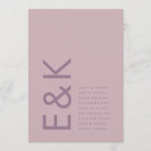 Invitation Ultra Dusty Rose violet moderne Gras Gros Monogram (Devant)