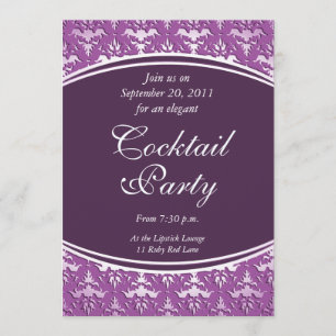 Invitation Ultra Élégant Mauve - Damassé Embossé Argent