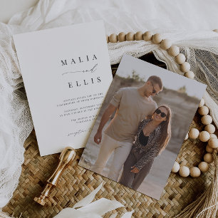 Invitation Ultra minimal Calligraphie Accent Mariage photo