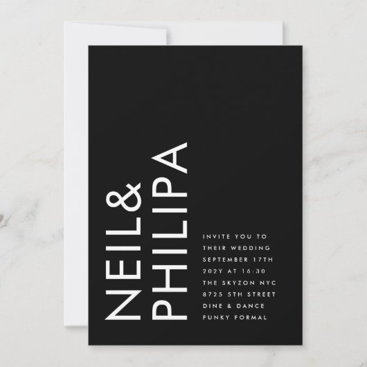 Invitation Ultra Modern Bold Noms QR CODE RSVP Mariage (Devant)