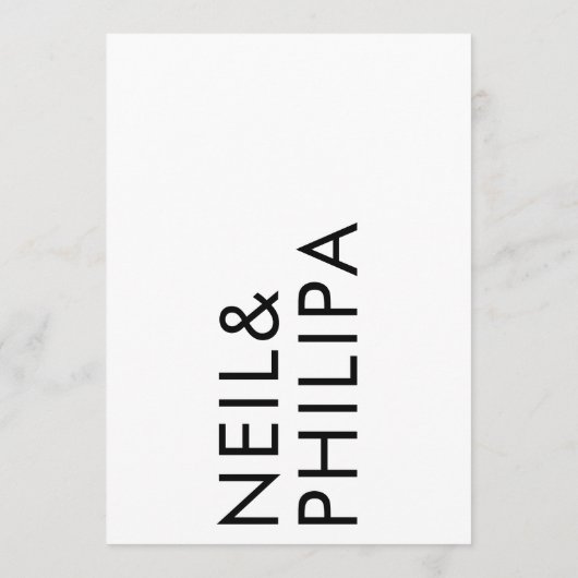 Invitation Ultra Modern Bold NOMS Simple Mariage (Dos)