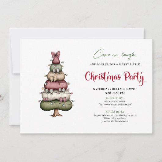 Invitation Ultra modern whimsical Christmas tree party (Devant)