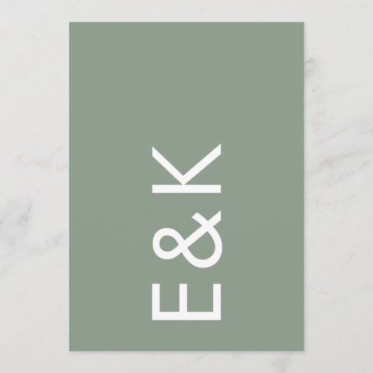 Invitation Ultra Moderne Sage Green Monogramme Simple Mariage (Dos)
