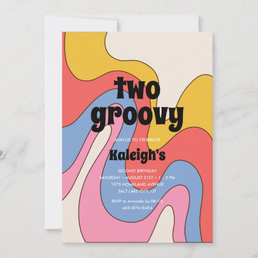 Invitation Ultra-rétro Deux Super 70's Style Anniversaire (Devant)