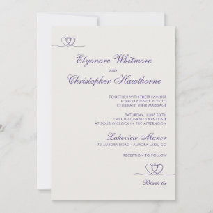 Invitation Ultra Violet Élégant Chic Calligraphie Mariage