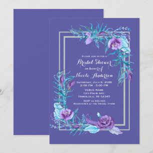 Invitation Ultra Violet et Fête des mariées Florale Aqua
