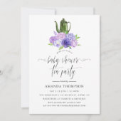 Invitation Ultra Violet Floral Baby shower Tea Party (Devant)