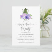 Invitation Ultra Violet Floral Baby shower Tea Party (Debout devant)