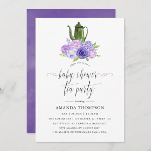 Invitation Ultra Violet Floral Baby shower Tea Party