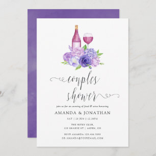 Invitation Ultra Violet Floral Couples Douche Dégustation de