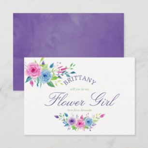 Invitation Ultra Violet Floral Serez-vous ma Demoiselle d'Hon