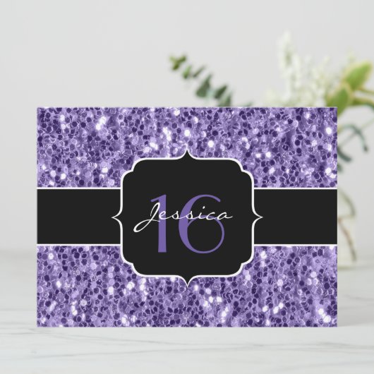 Invitation Ultra violet parties scintillant scintille Sweet 1 (Debout devant)