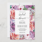 Invitation Ultra violet vintage rose mariage douche nuptiale (Devant)