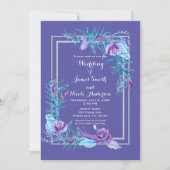 Invitation Ultra violet violet & Aqua Floral Chic Mariage (Devant)