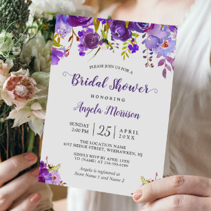 Invitation Ultra Violet Violet Floral Fête des mariées romant