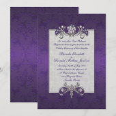 Invitation ultra-violette de mariage damassé (Devant / Derrière)