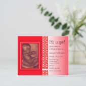 Invitation Ultrason de rouge d'invitation de baby shower (Debout devant)