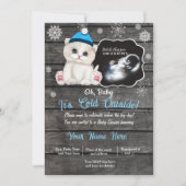 Invitation Ultrasound Hiver Chat Kitten Baby shower (Devant)