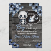 Invitation Ultrasound Panda Baby shower Invitation, rustique (Devant / Derrière)
