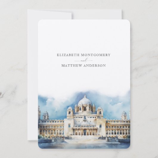 Invitation Umaid Bhawan Palace Inde Mariage aquarelle (Dos)