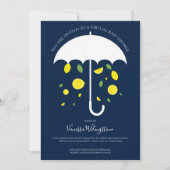Invitation Umbrella Lemons Blue White Baby shower virtuel (Devant)