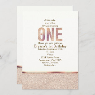 Invitation Un 1er anniversaire Faux Rose Gold Party Invitatio