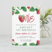 Invitation Un 1er anniversaire Fraise d'été Berry Sweet (Debout devant)