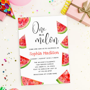 Invitation Un à Melon   Cute Watermelon Girl 1er anniversaire