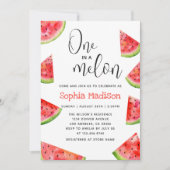Invitation Un à Melon | Cute Watermelon Girl 1er anniversaire (Devant)