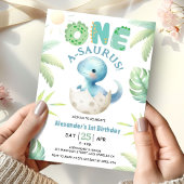 Invitation Un A-Saurus Boy Dinosaur 1er Anniversaire Invitati