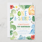 Invitation Un A-Saurus Dino 1er Anniversaire (Devant)