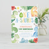 Invitation Un A-Saurus Dino 1er Anniversaire (Debout devant)