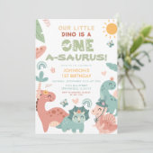 Invitation Un A-saurus Dinosaur fête d'anniversaire pour enfa (Debout devant)