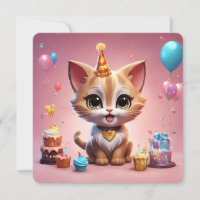 Un adorable chaton qui fête son anniversaire
