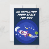 Invitation Un adorable vaisseau-fusée dans l'espace dessin an (Dos)