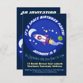 Invitation Un adorable vaisseau-fusée dans l'espace dessin an (Devant / Derrière)
