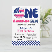 Invitation Un Américain 4 juillet Garçon 1er anniversaire (Debout devant)