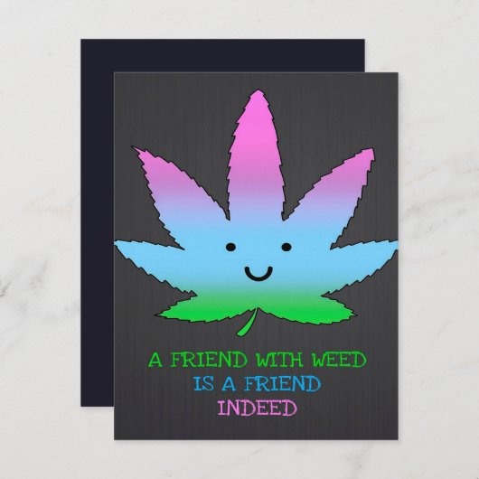 Invitation Un ami avec de l'herbe (Devant / Derrière)