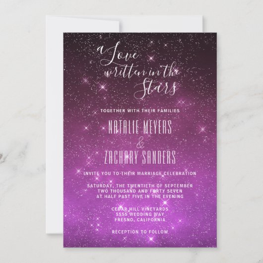 Invitation Un amour écrit dans les étoiles Mariage céleste (Devant)