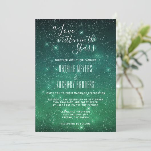 Invitation Un amour écrit dans les étoiles Mariage céleste (Debout devant)