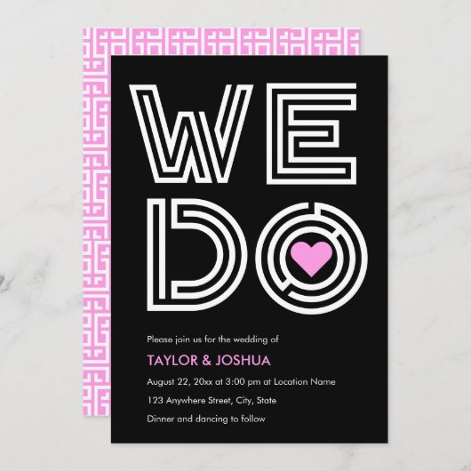 Invitation Un amour labyrinthe | Nous faisons Maze Mariage de (Devant / Derrière)