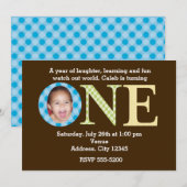 Invitation Un an 1er premier anniversaire Boys Party Invitati (Devant / Derrière)