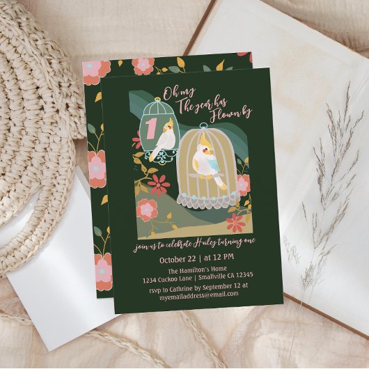 Invitation Un An À Voler Par Petit Oiseau Premier Anniversair