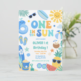 Invitation Un an au soleil garçon Tropical Premier Anniversai
