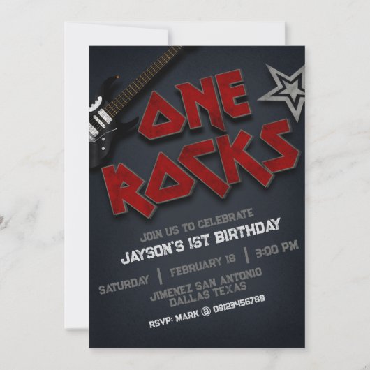 Invitation Un an de Rocks - 1er anniversaire  (Devant)