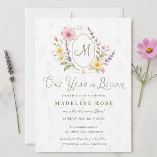Invitation Un an en fleurs Fleur 1er anniversaire